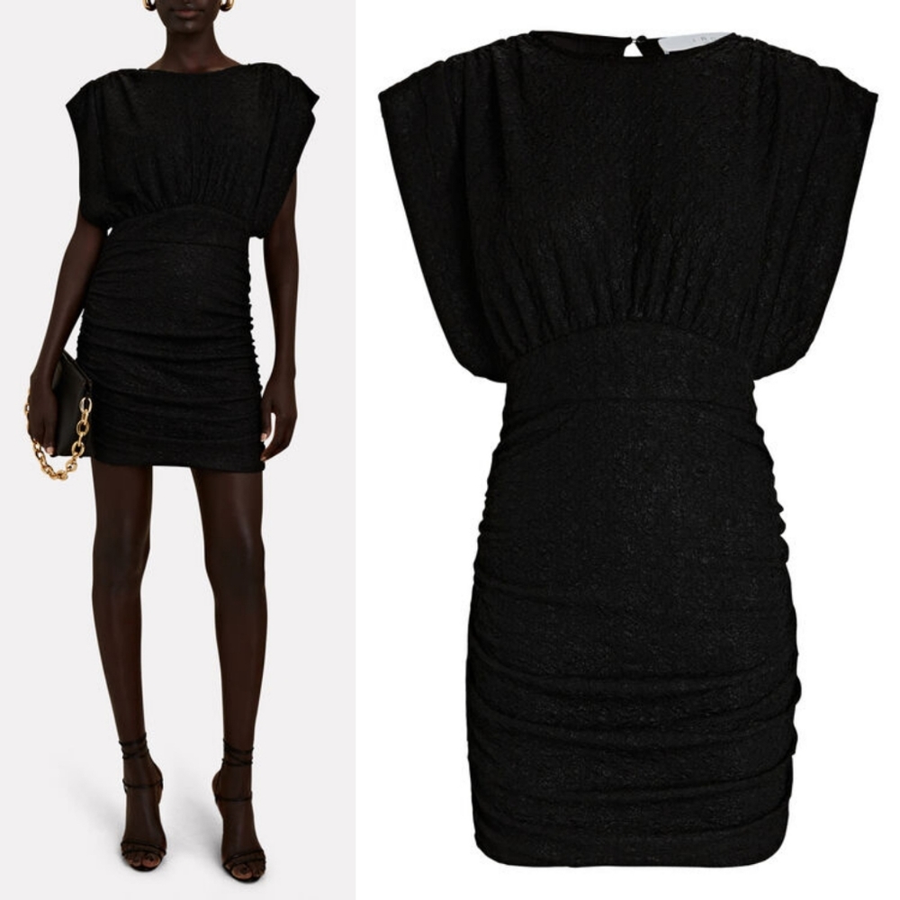 🆕️ IRO Cory Ruched Cloqué Mini Dress in Black